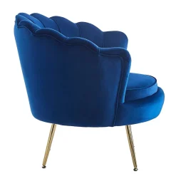 Muschel Design Sessel in Blau Samtbezug - Dotagon