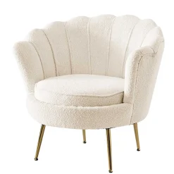 Muschel Designsessel in Creme Boucle - Ucera