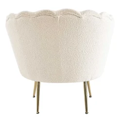 Muschel Designsessel in Creme Boucle - Ucera