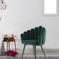 Muschel-Designstuhl in Dunkelgrün Samt - Kenia