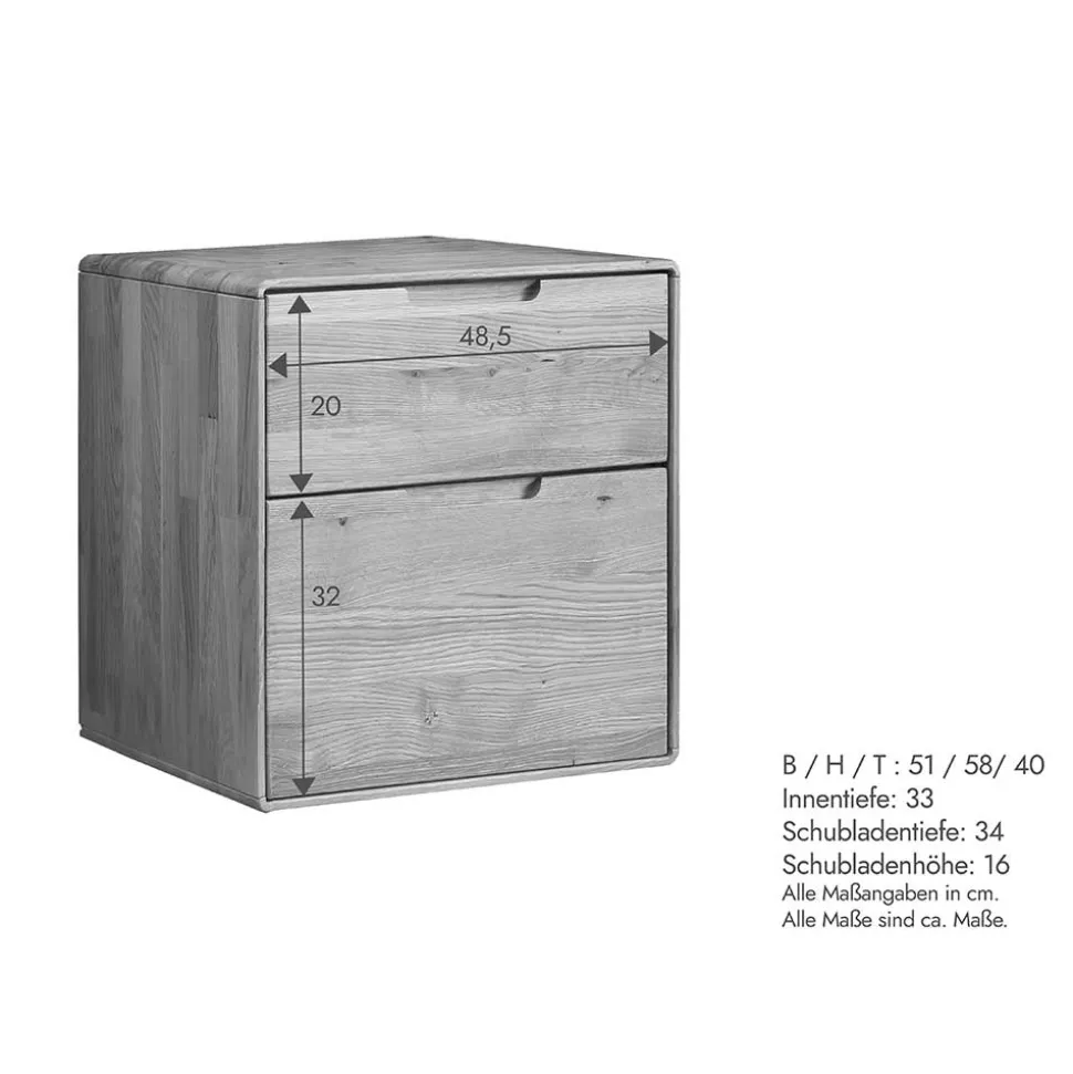 Nachtkommode aus Massivholz Wildeiche - Darcona