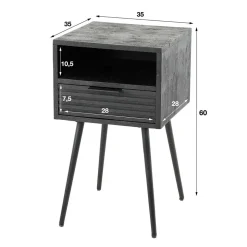 Nachtkommode Beistelltisch in Schwarz - Jadamos