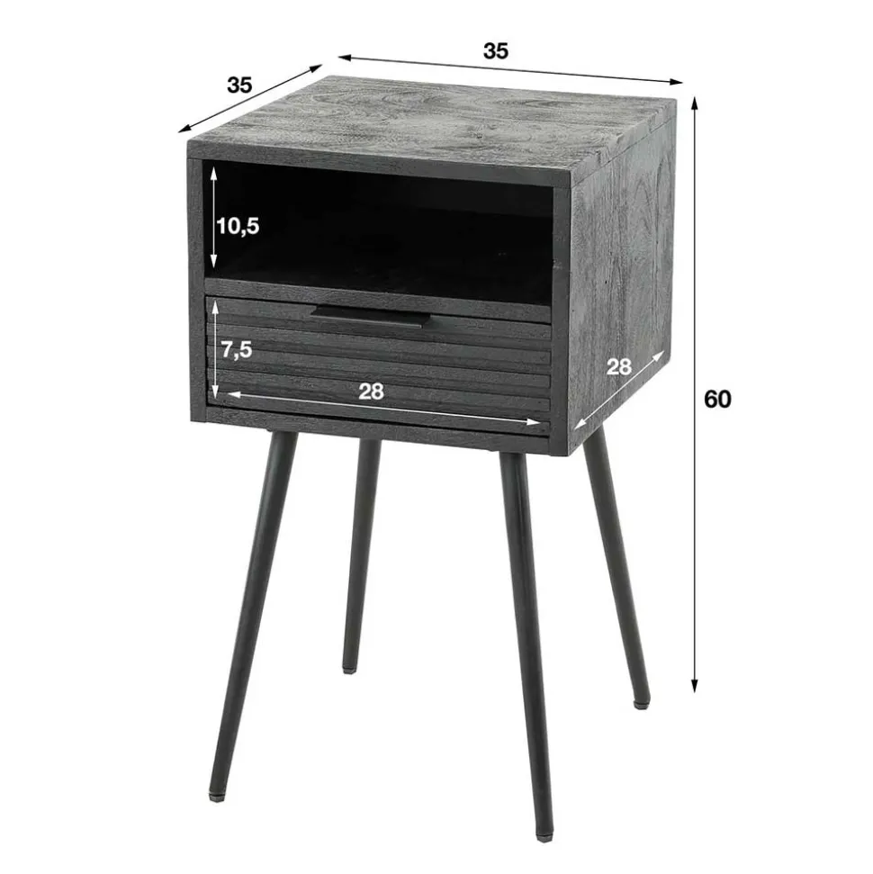 Nachtkommode Beistelltisch in Schwarz - Jadamos