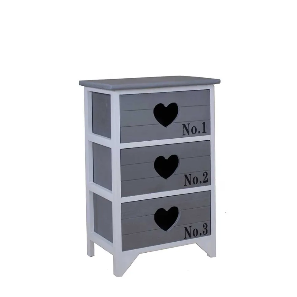 Nachtkommode Cosmonata in Grau Weiß