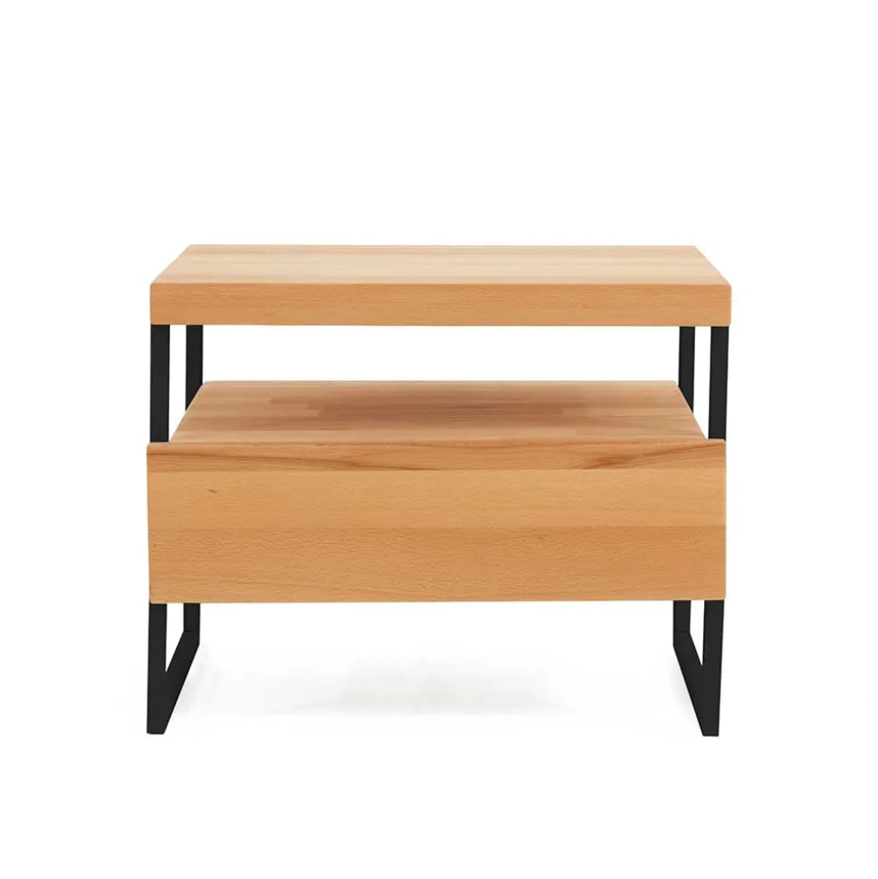 Nachtkommode Ettina in Natur und Schwarz