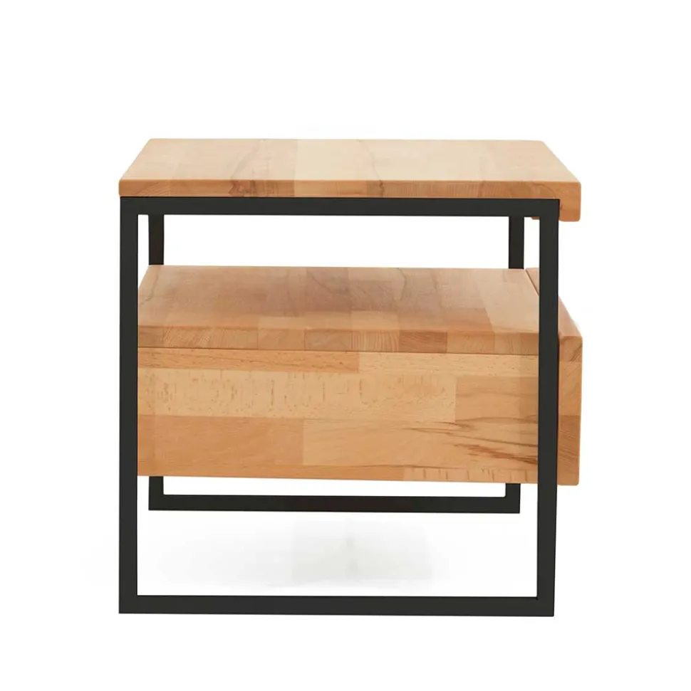 Nachtkommode Ettina in Natur und Schwarz