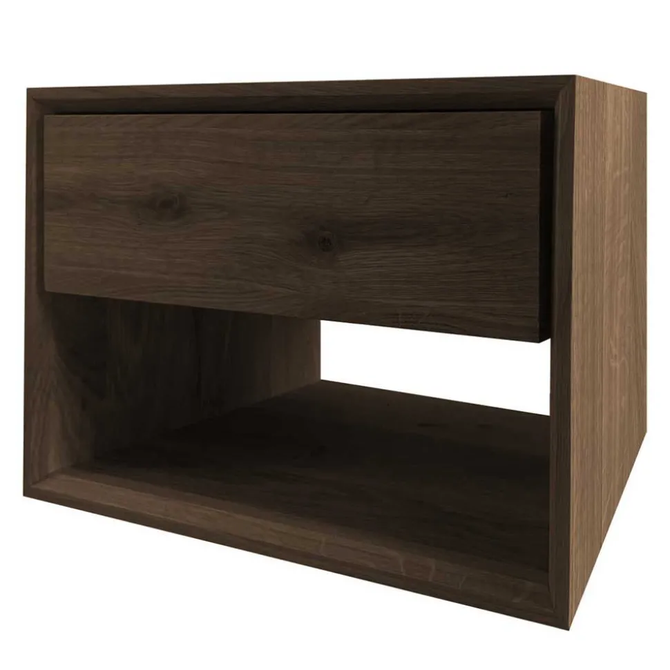 Nachtkommode für die Wand in Eiche Dunkel - Live