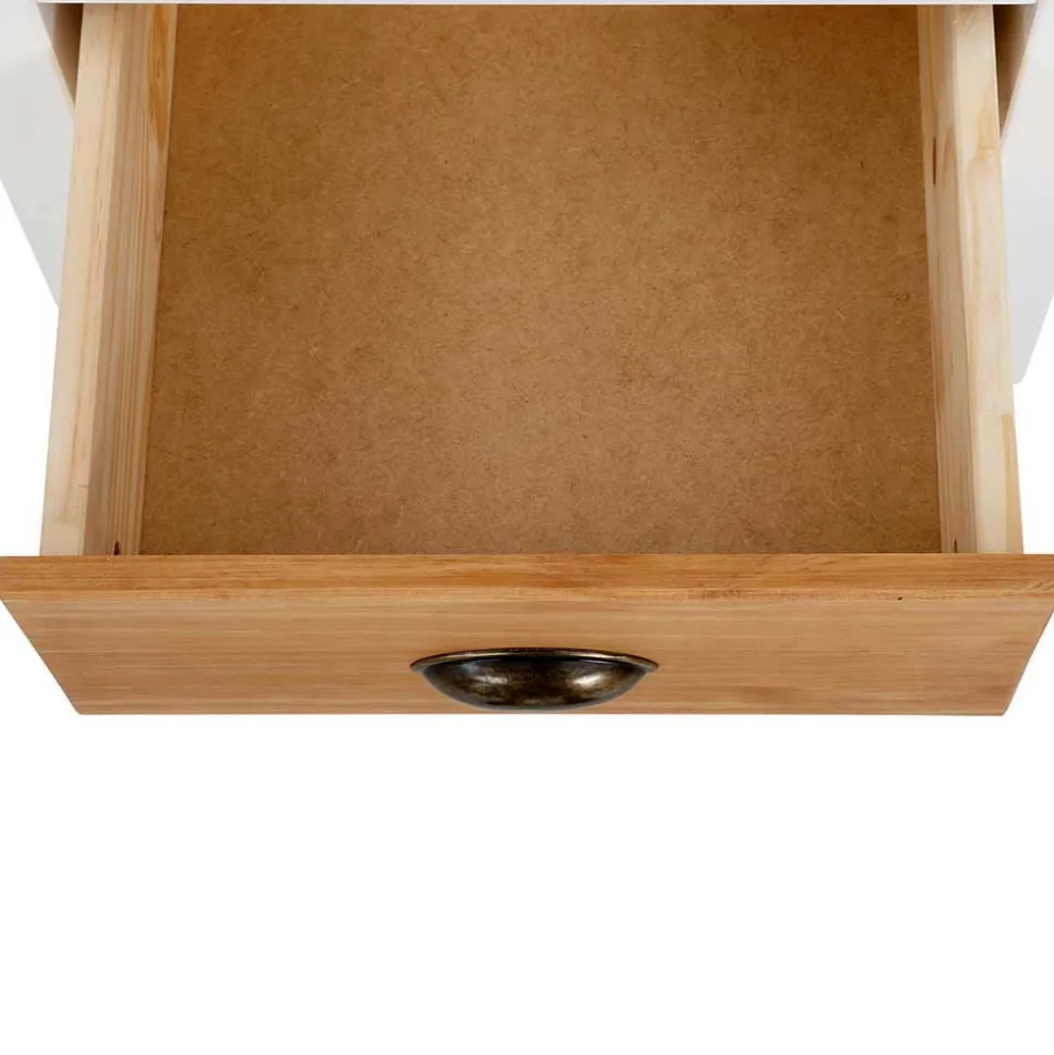 Nachtkommode im Landhaus Look mit Metallgriffen - Xasimir