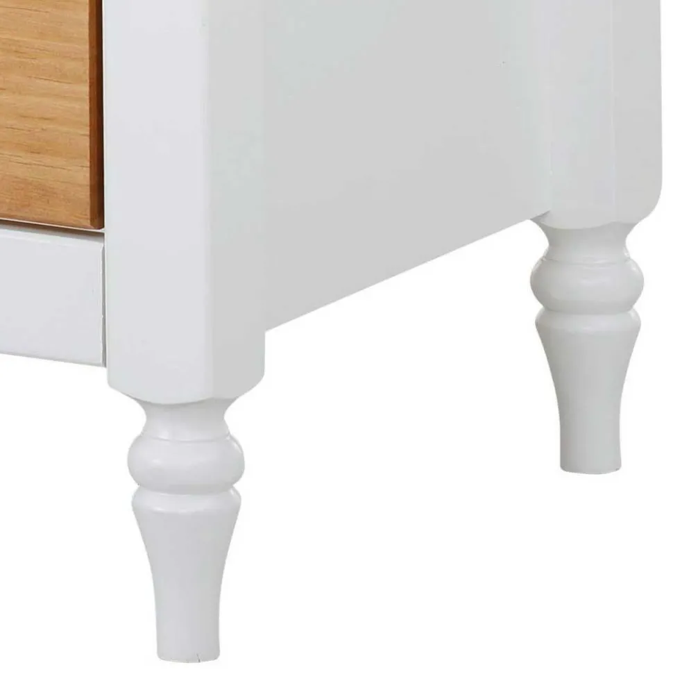 Nachtkommode im Landhaus Look mit Metallgriffen - Xasimir