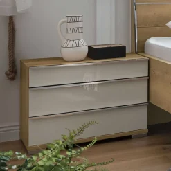 Nachtkommode in Beige Glas - Lesegano