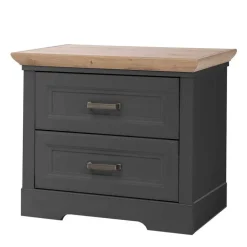 Nachtkommode in Dunkelgrau mit Wildeiche - Zenuvra