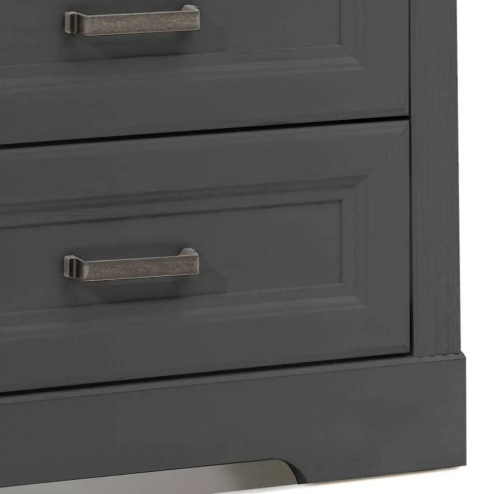 Nachtkommode in Dunkelgrau mit Wildeiche - Zenuvra