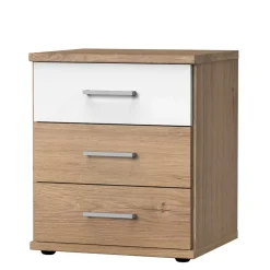 Nachtkommode in Eiche Dekor & Weiß - Curacao