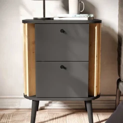 Nachtkommode in Grau und Wildeiche - Penzanca