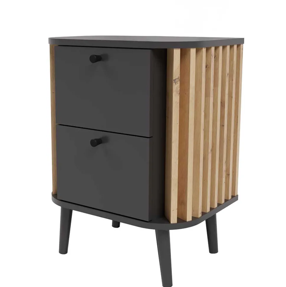 Nachtkommode in Grau und Wildeiche - Penzanca