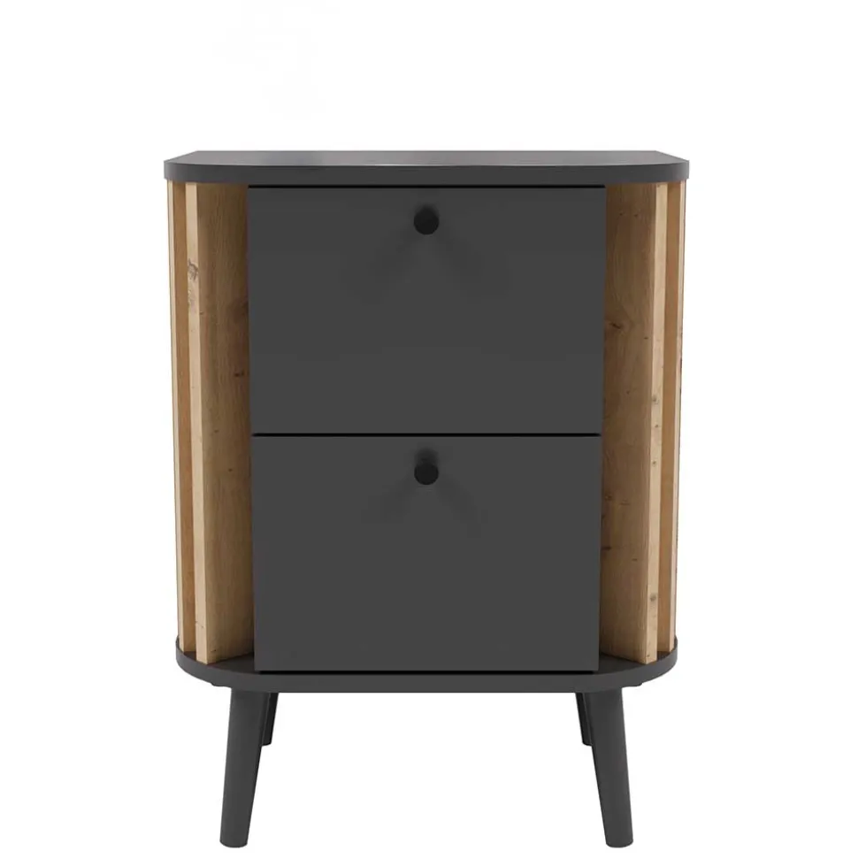 Nachtkommode in Grau und Wildeiche - Penzanca