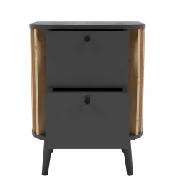 Nachtkommode in Grau und Wildeiche - Penzanca