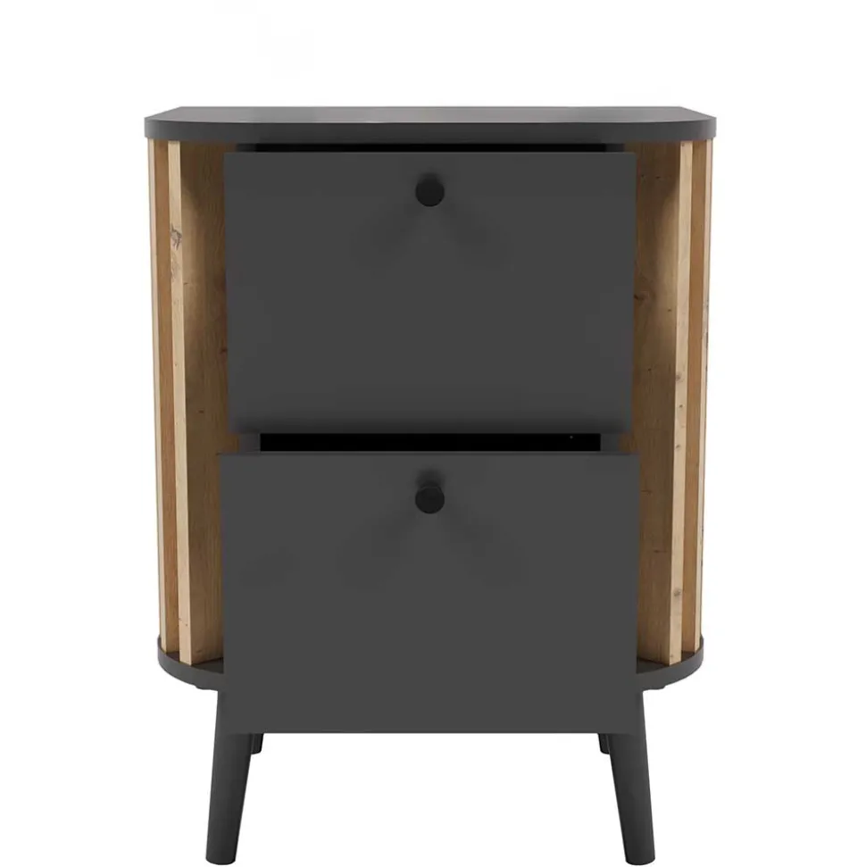 Nachtkommode in Grau und Wildeiche - Penzanca