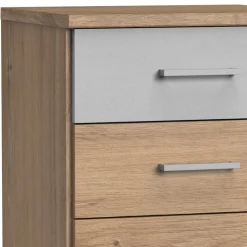 Nachtkommode in heller Beton Optik & Eiche - Anca