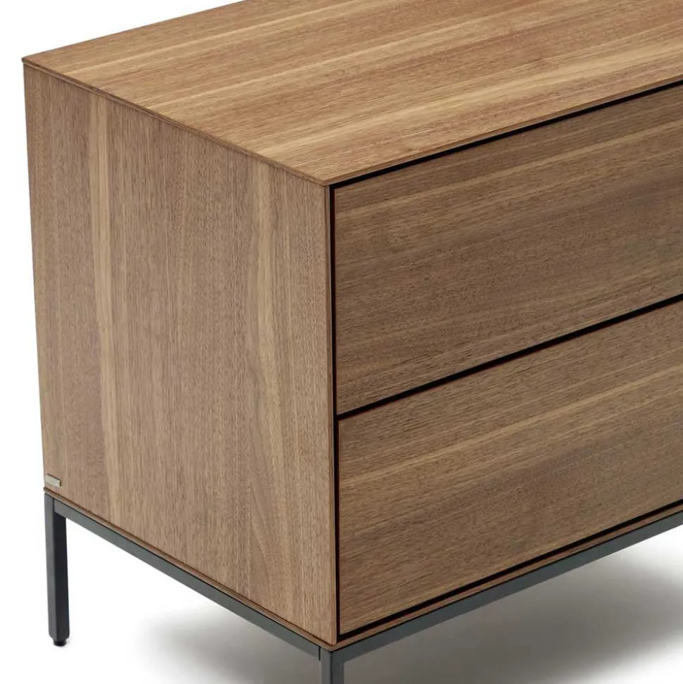 Nachtkommode in Nussbaumfarben und Anthrazit - Milena