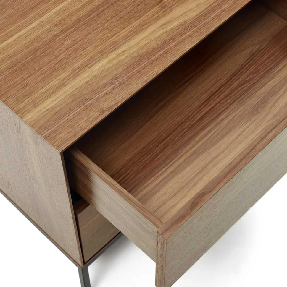 Nachtkommode in Nussbaumfarben und Anthrazit - Milena