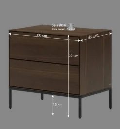 Nachtkommode in Nussbaumfarben und Anthrazit - Milena