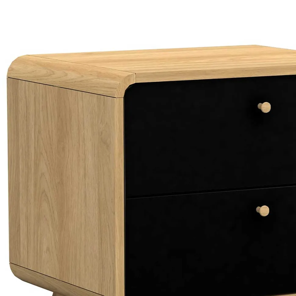 Nachtkommode in Schwarz & Eiche - Sondros