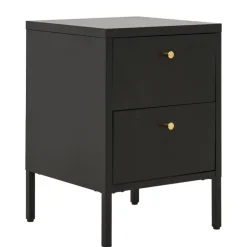 Nachtkommode in Schwarz mit Gold - Singular