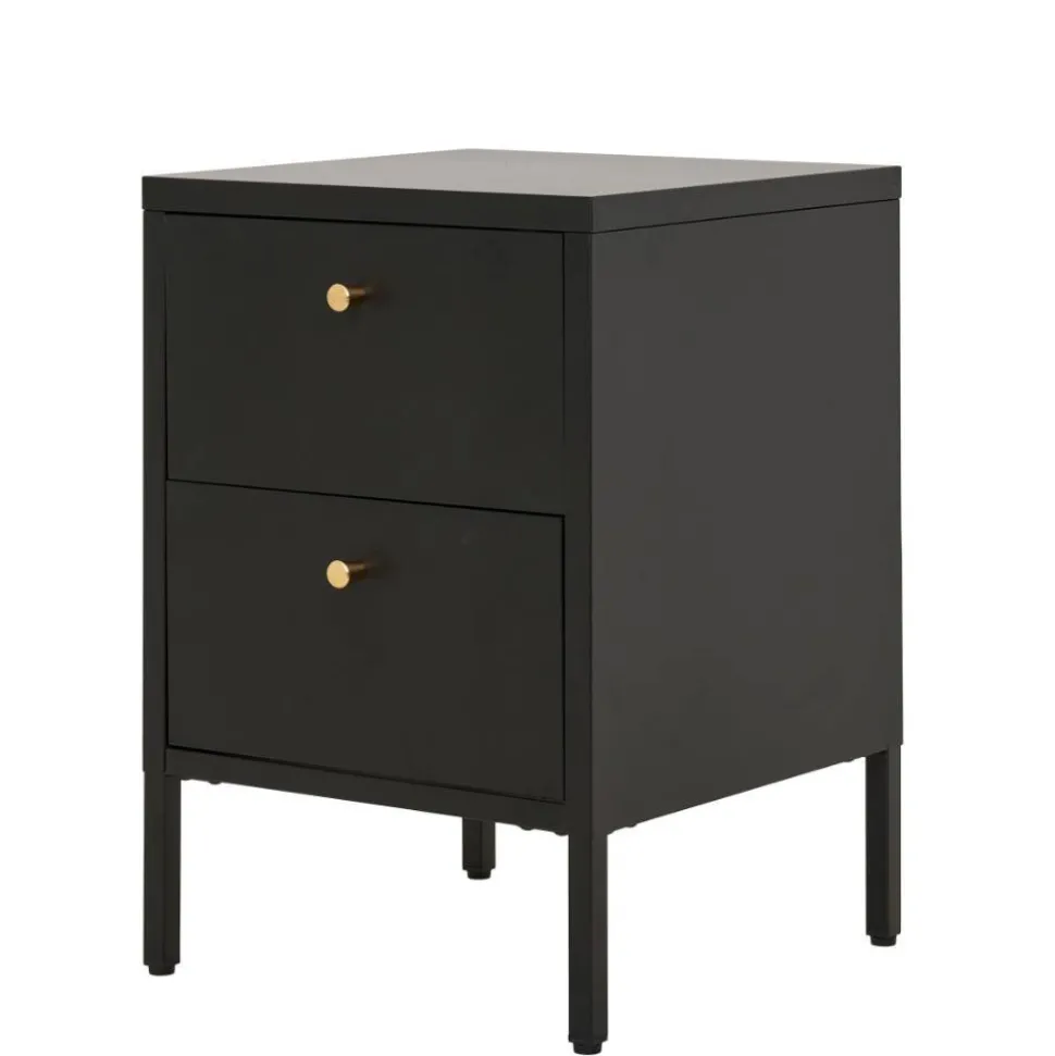 Nachtkommode in Schwarz mit Gold - Singular