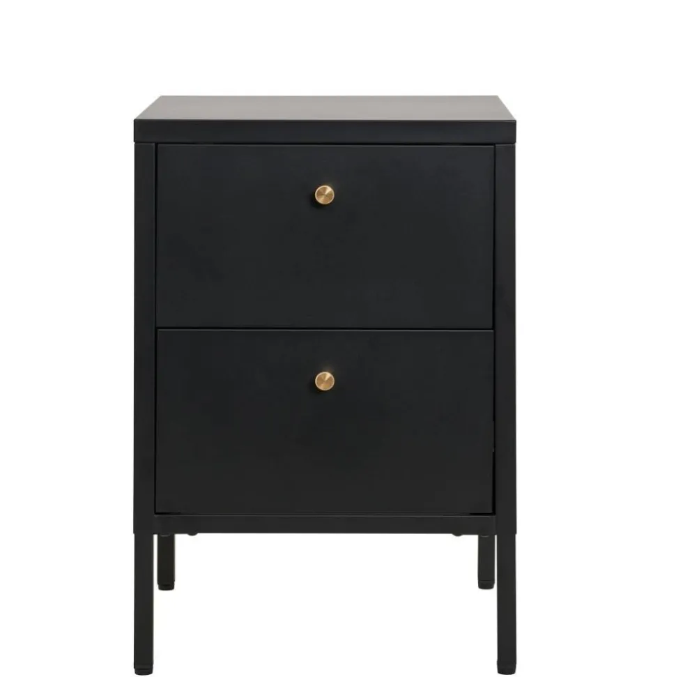 Nachtkommode in Schwarz mit Gold - Singular