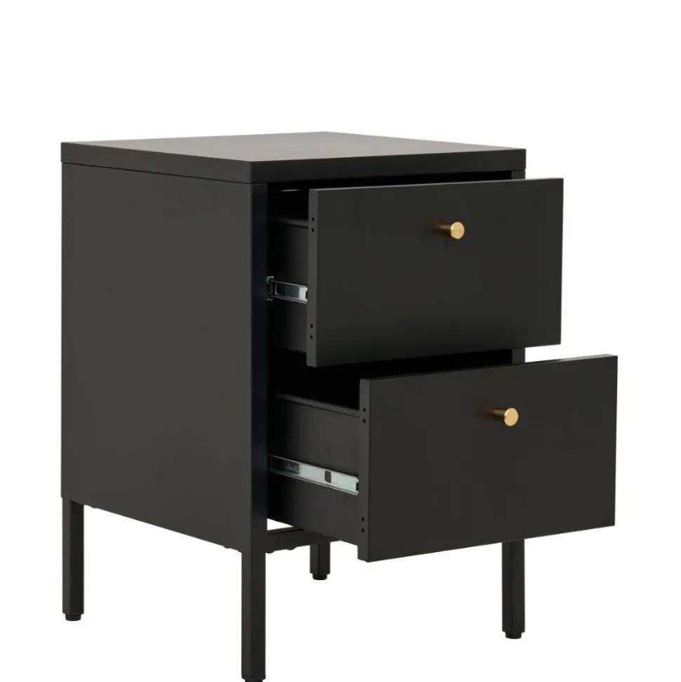 Nachtkommode in Schwarz mit Gold - Singular