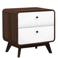 Nachtkommode in Walnuss & Weiß - Pollux
