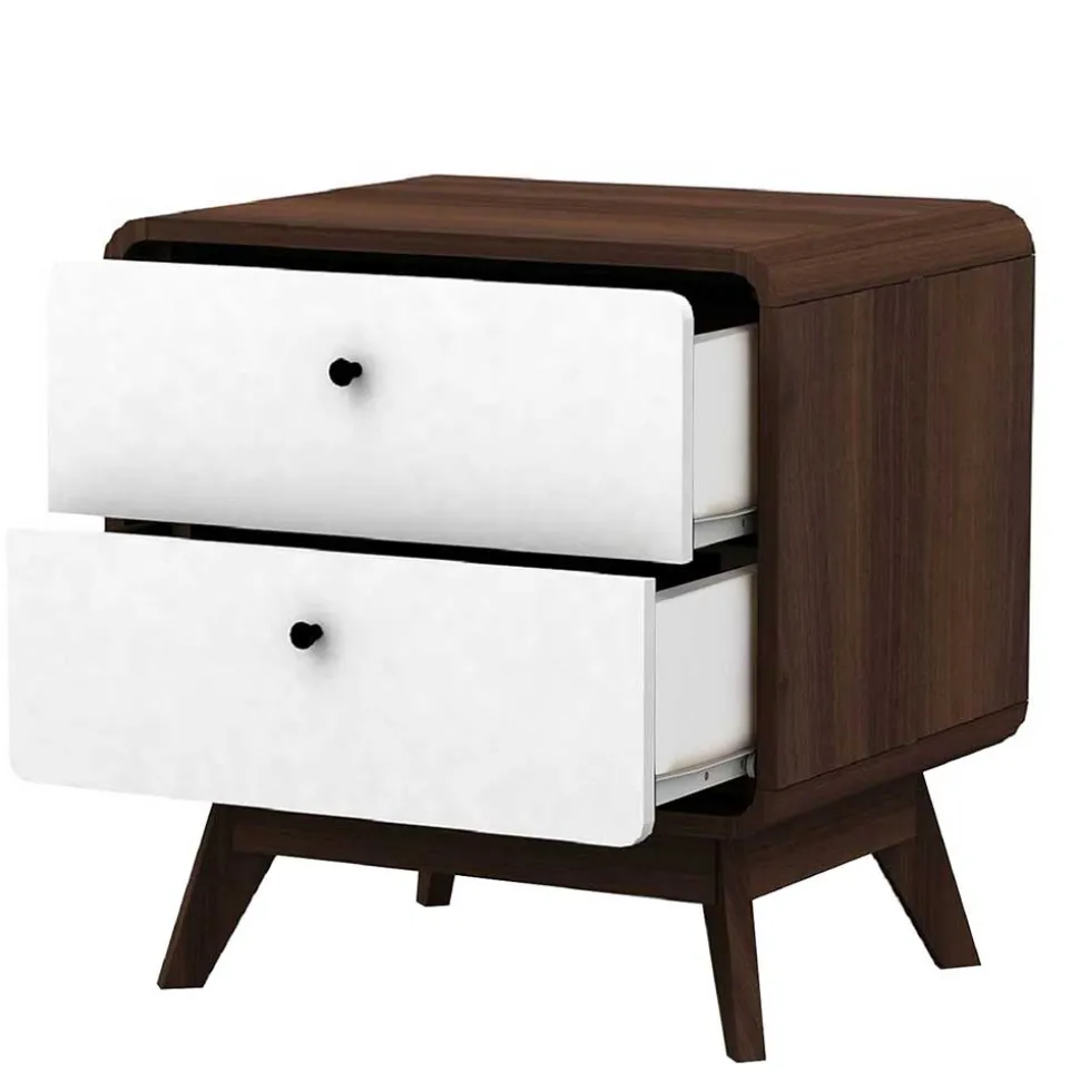 Nachtkommode in Walnuss & Weiß - Pollux