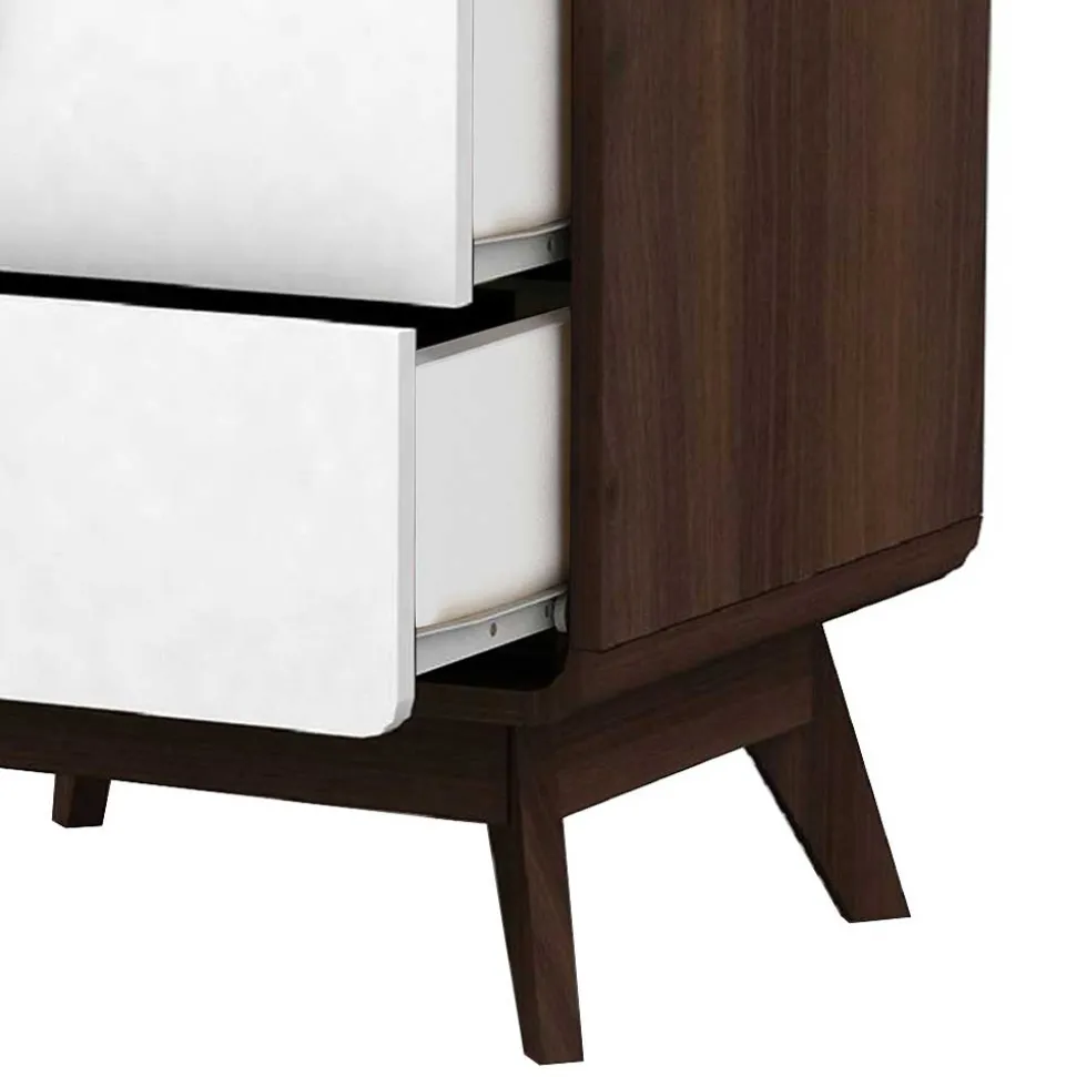 Nachtkommode in Walnuss & Weiß - Pollux