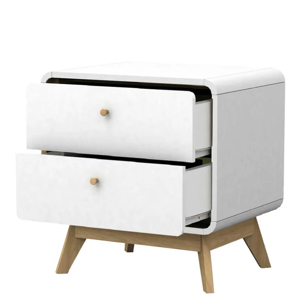 Nachtkommode in Weiß mit Eiche - Kolreva