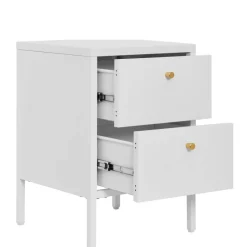 Nachtkommode in Weiß mit Gold - Lititia