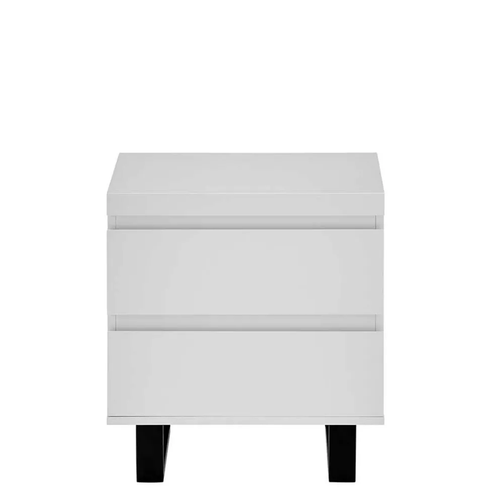 Nachtkommode in Weiß mit Schwarz - Atela