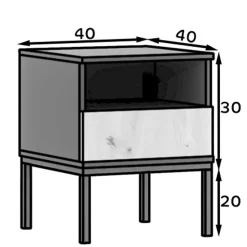 Nachtkommode mit Fach und Schublade - Cavan