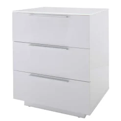 Nachtkommode mit Glasbeschichtung Ardila in Weiß