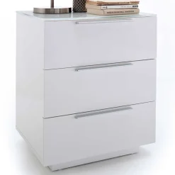 Nachtkommode mit Glasbeschichtung Ardila in Weiß
