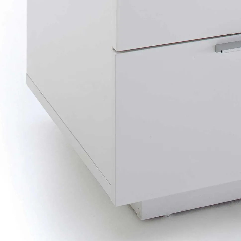 Nachtkommode mit Glasbeschichtung Ardila in Weiß