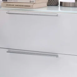 Nachtkommode mit Glasbeschichtung Ardila in Weiß