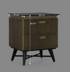 Nachtkommode mit Marmorplatte - Hayato