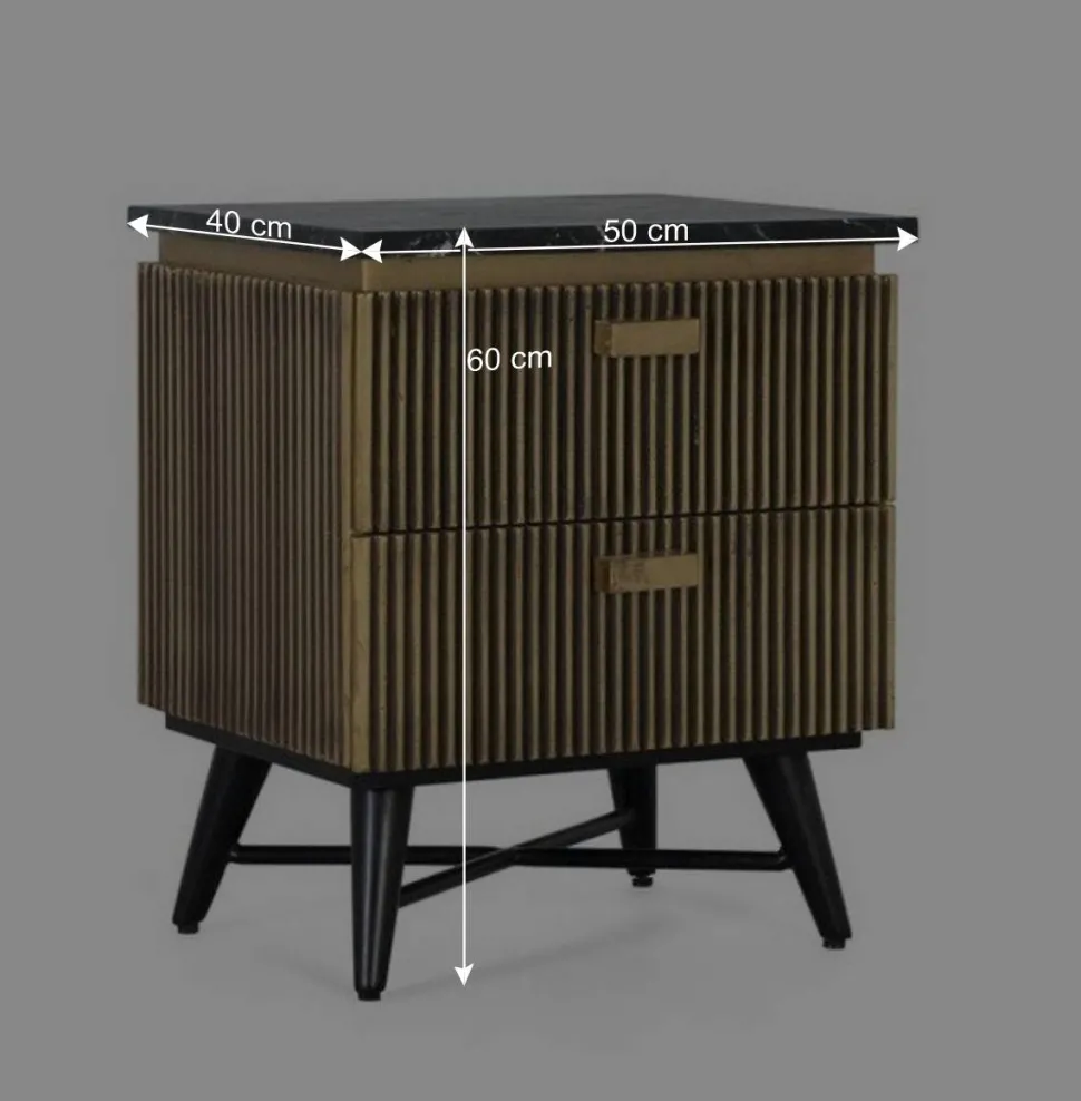 Nachtkommode mit Marmorplatte - Hayato