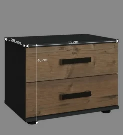 Nachtkommode mit zwei Schubladen in Tanne NB - Ardila I