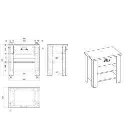 Nachtkonsole im Altholz Look & Anthrazit - Naiavio