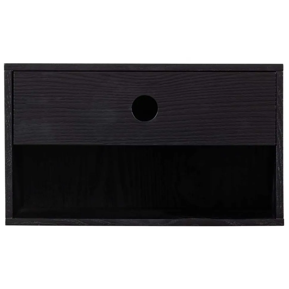 Nachtkonsole in Schwarz mit Furnier - Yalin