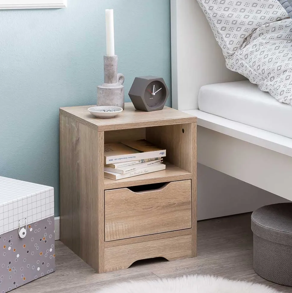 Nachtkonsole mit Fach und Schublade - Mavricara
