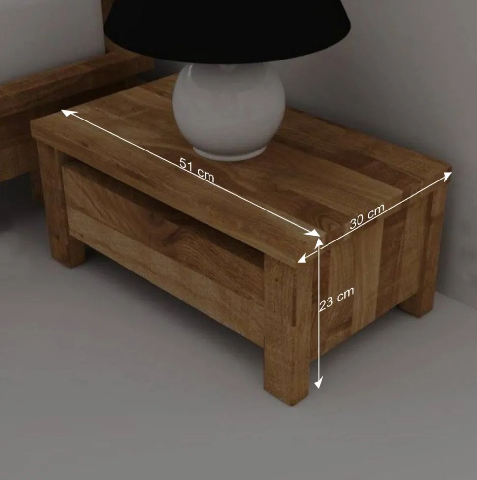 Nachtkonsole Nadalia aus Wildeiche Massivholz