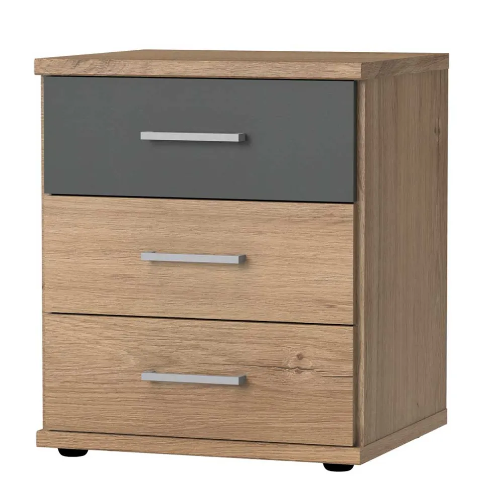 Nachttisch in Eiche NB & Dunkelgrau - Leviza